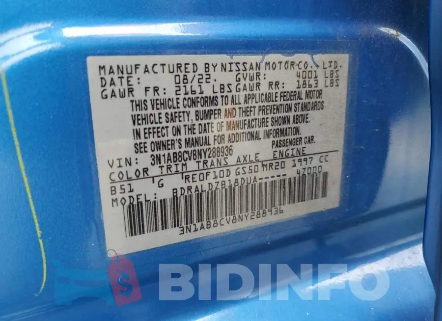 3N1AB8CV8NY288936 Photo# 12