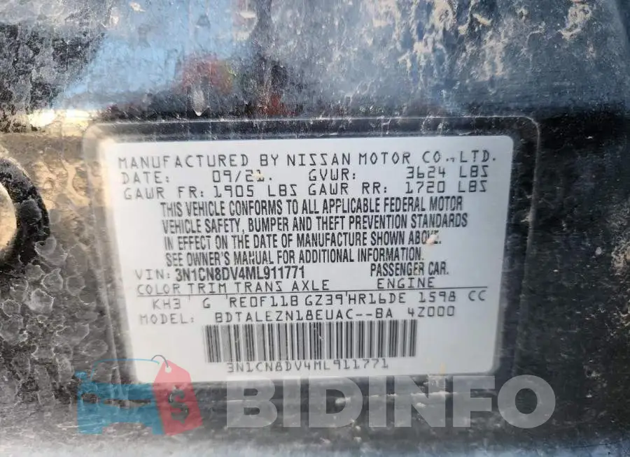 3N1CN8DV4ML911771 Photo# 12