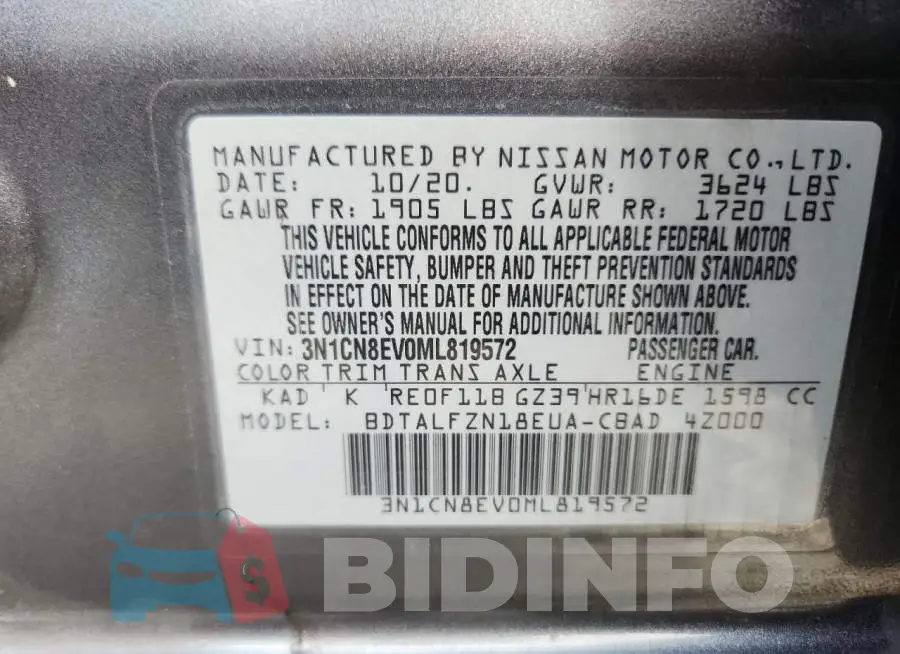 3N1CN8EV0ML819572 Photo# 13