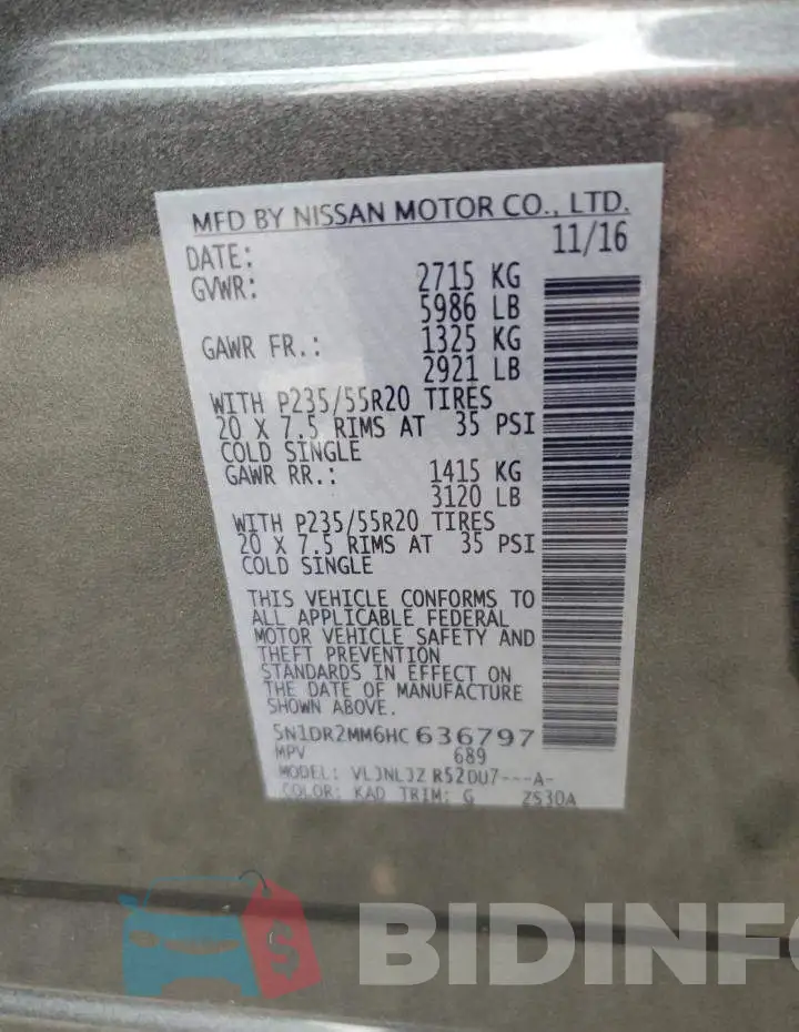5N1DR2MM6HC636797 Photo# 13