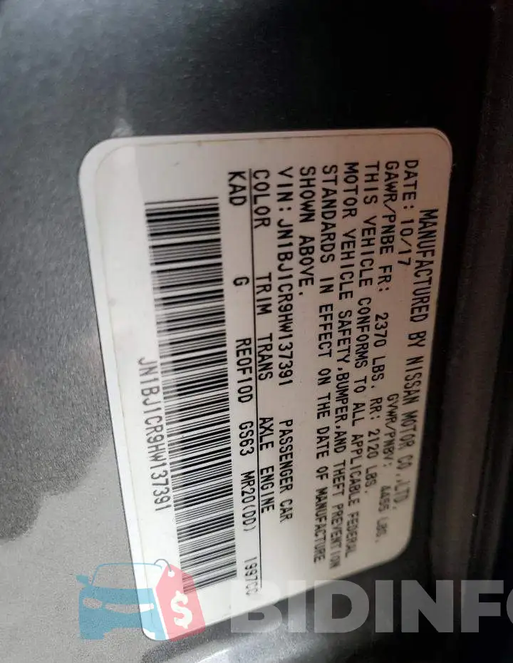 JN1BJ1CR9HW137391 Photo# 14
