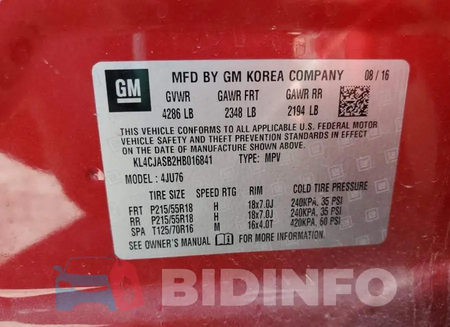 KL4CJASB2HB016841 Photo# 13