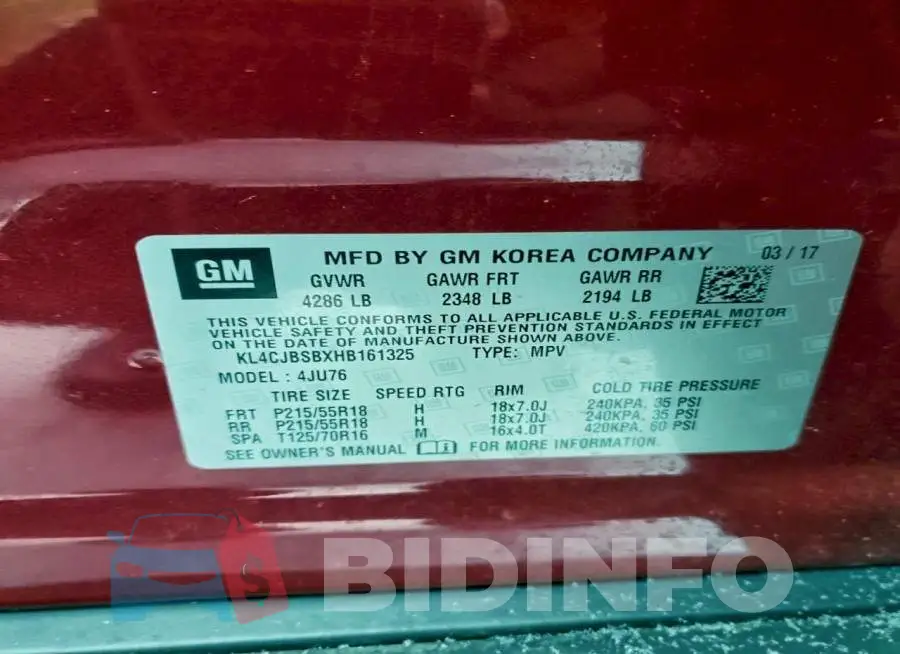 KL4CJBSBXHB161325 Photo# 13