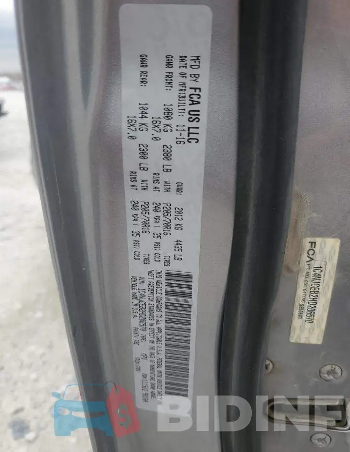 1C4NJCEB2HD206570 Photo# 13