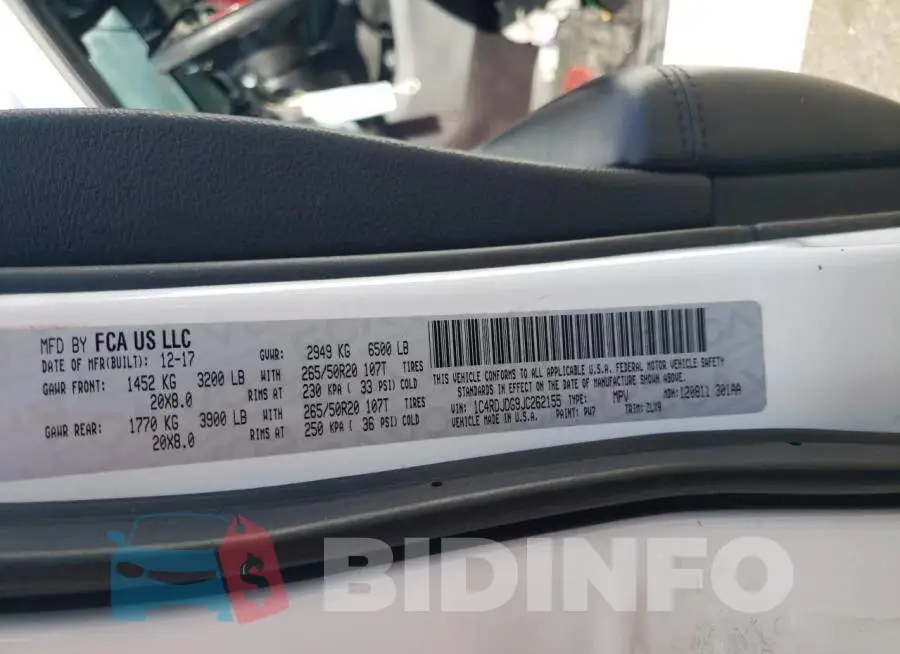 1C4RDJDG9JC262155 Photo# 14