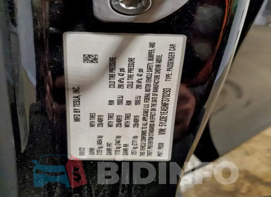 5YJ3E1EA5NF370293 Photo# 12