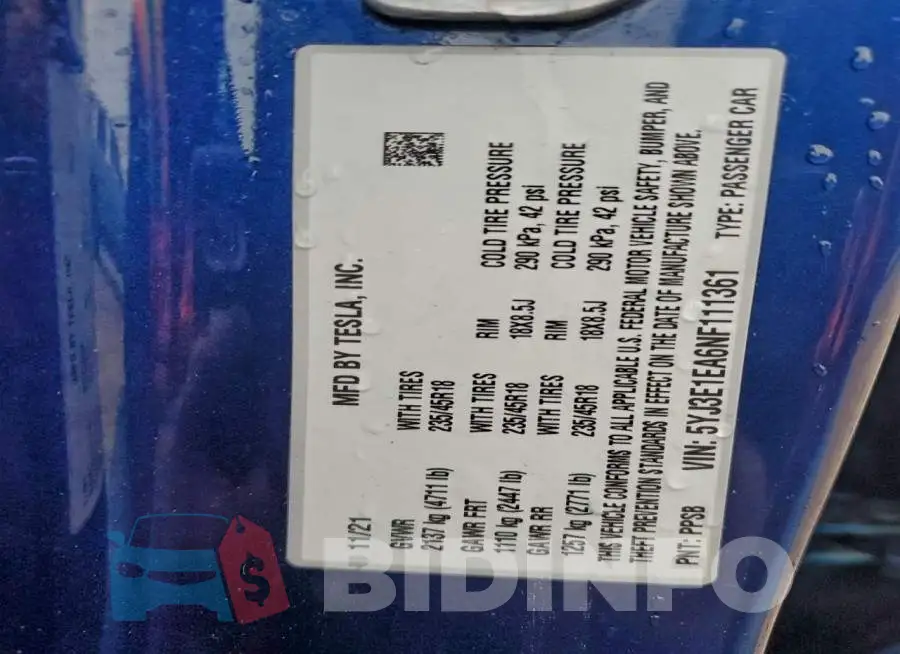 5YJ3E1EA6NF111361 Photo# 12