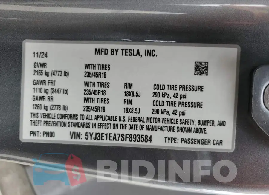 5YJ3E1EA7SF893584 Photo# 13