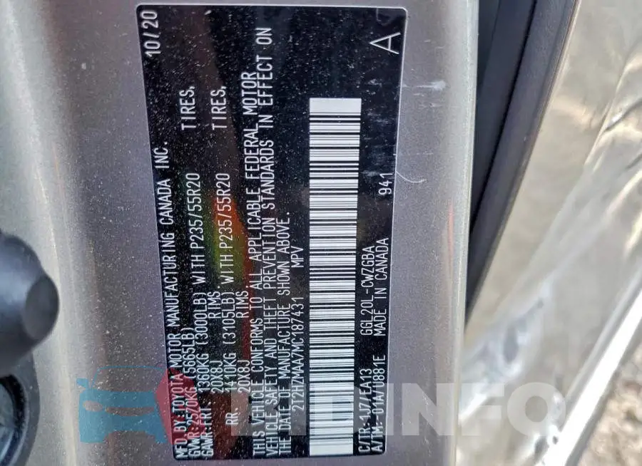 2T2HZMAA7MC187431 Photo# 14