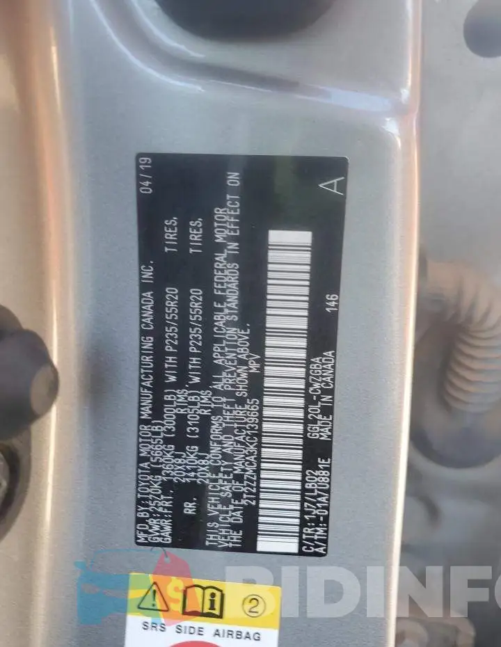2T2ZZMCA3KC139665 Photo# 13