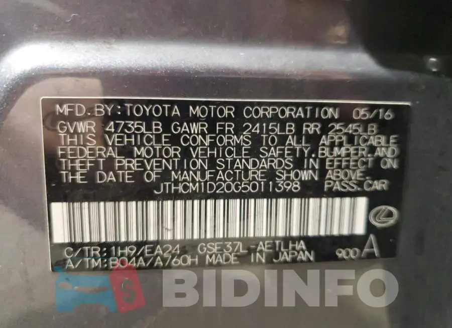 JTHCM1D20G5011398 Photo# 12