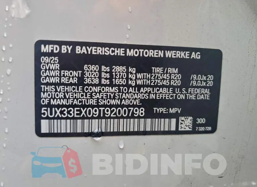5UX33EX09T9200798 Photo# 13