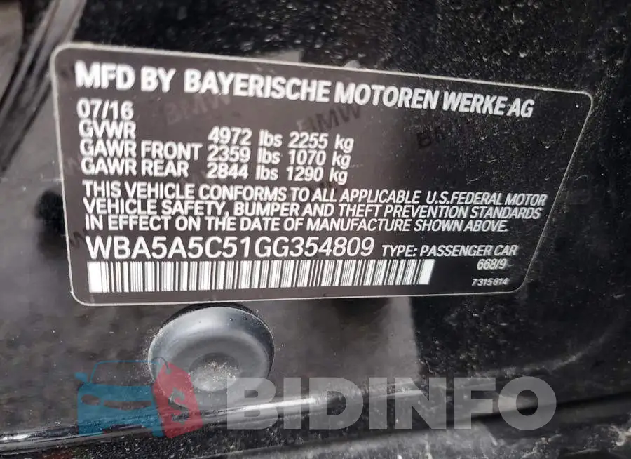 WBA5A5C51GG354809 Photo# 12