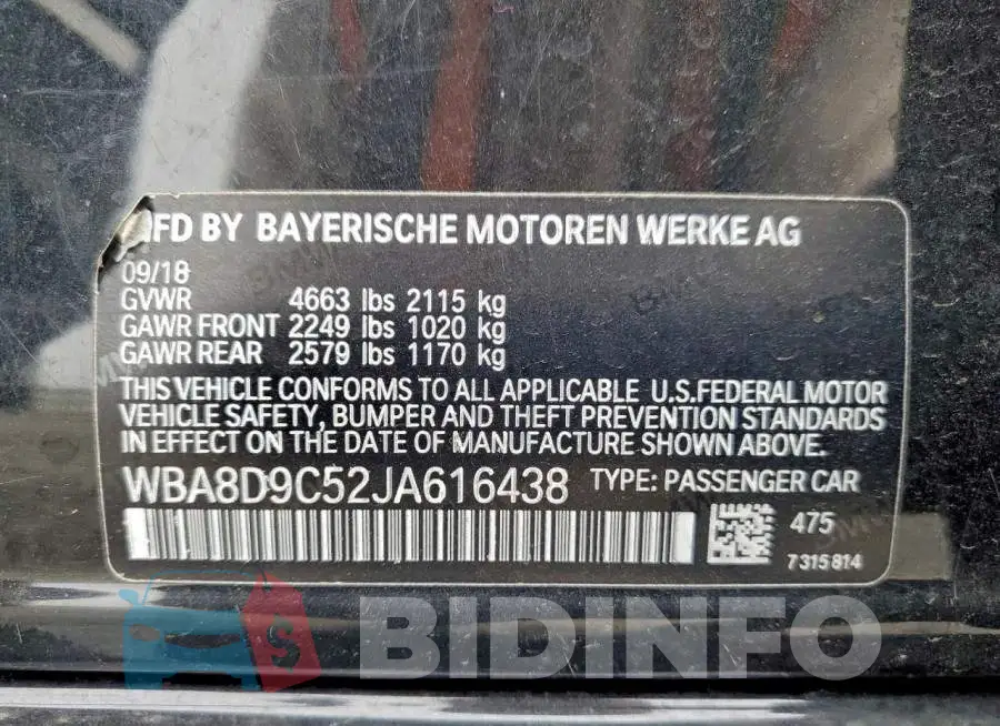 WBA8D9C52JA616438 Photo# 12