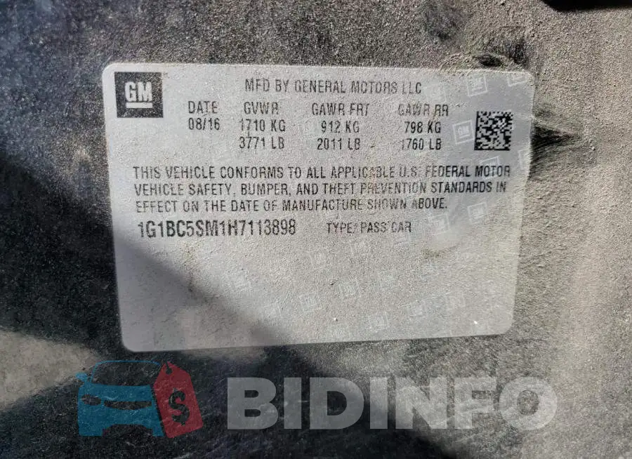 1G1BC5SM1H7113898 Photo# 12