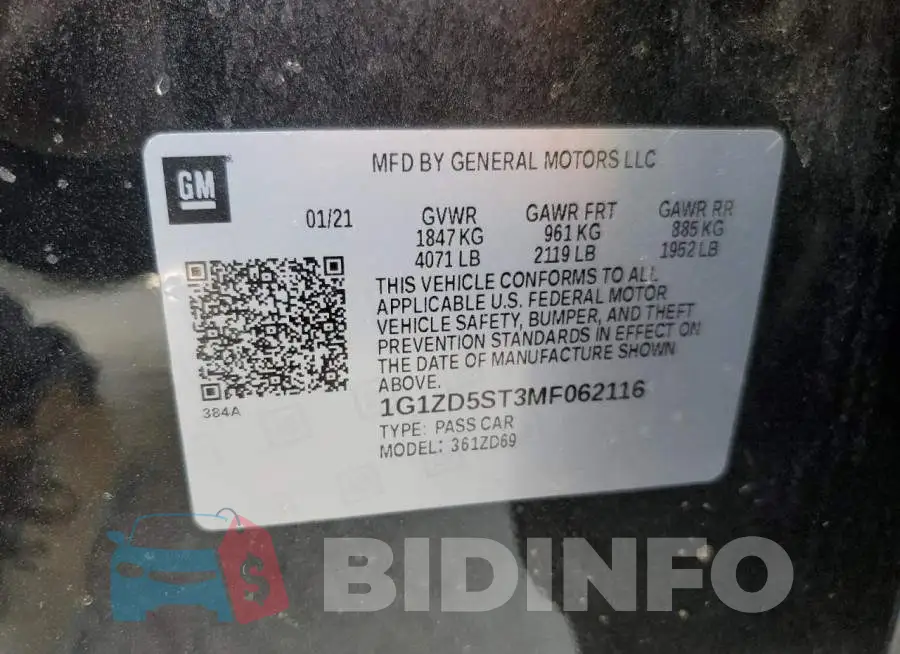 1G1ZD5ST3MF062116 Photo# 12