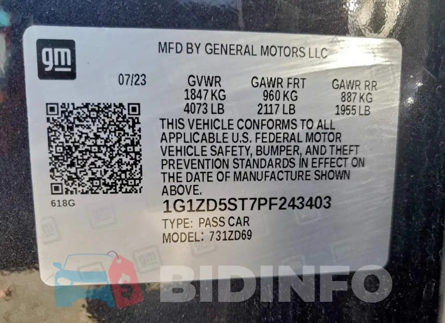 1G1ZD5ST7PF243403 Photo# 12
