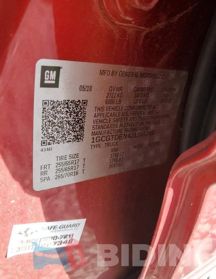 1GCGTDEN4J1285749 Photo# 12