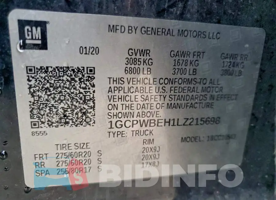 1GCPWBEH1LZ215698 Photo# 13