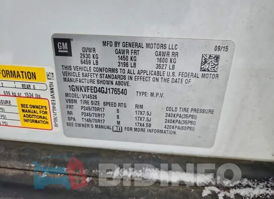 1GNKVFED4GJ176540 Photo# 13