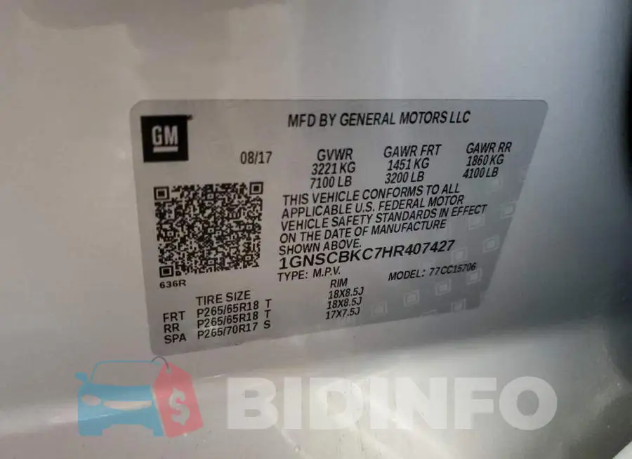 1GNSCBKC7HR407427 Photo# 14