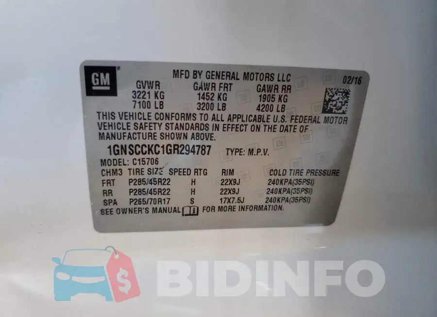 1GNSCCKC1GR294787 Photo# 13