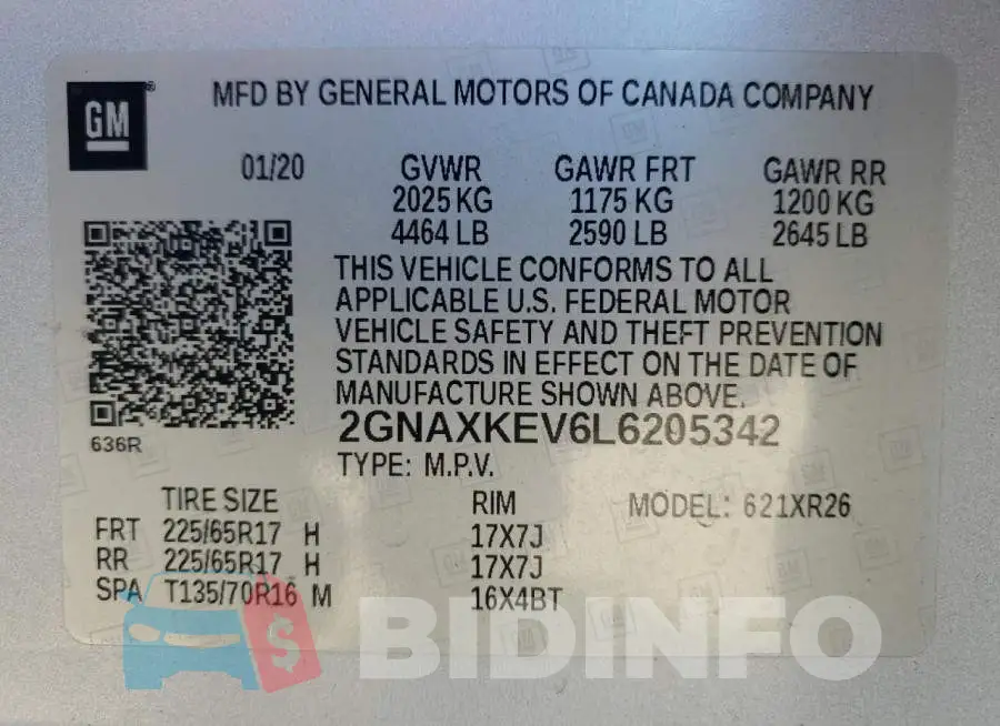 2GNAXKEV6L6205342 Photo# 12
