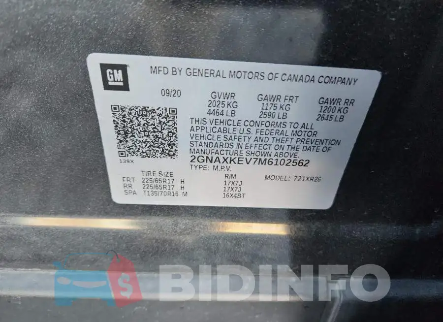 2GNAXKEV7M6102562 Photo# 14