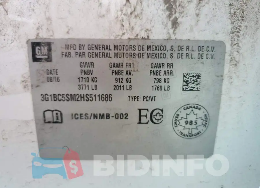 3G1BC5SM2HS511686 Photo# 12