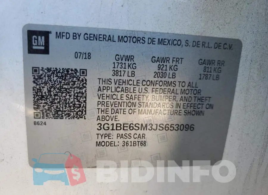 3G1BE6SM3JS653096 Photo# 12