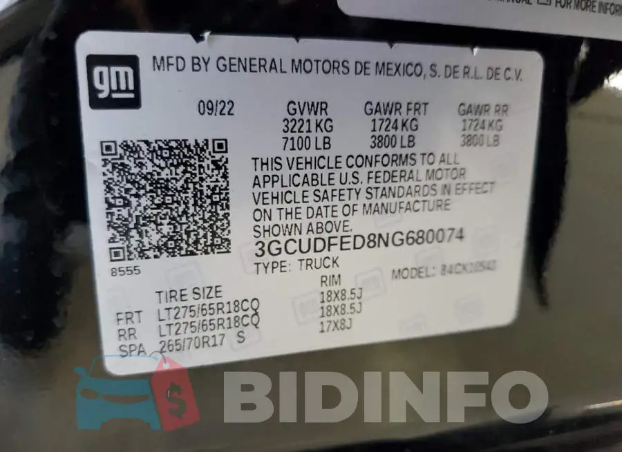3GCUDFED8NG680074 Photo# 13