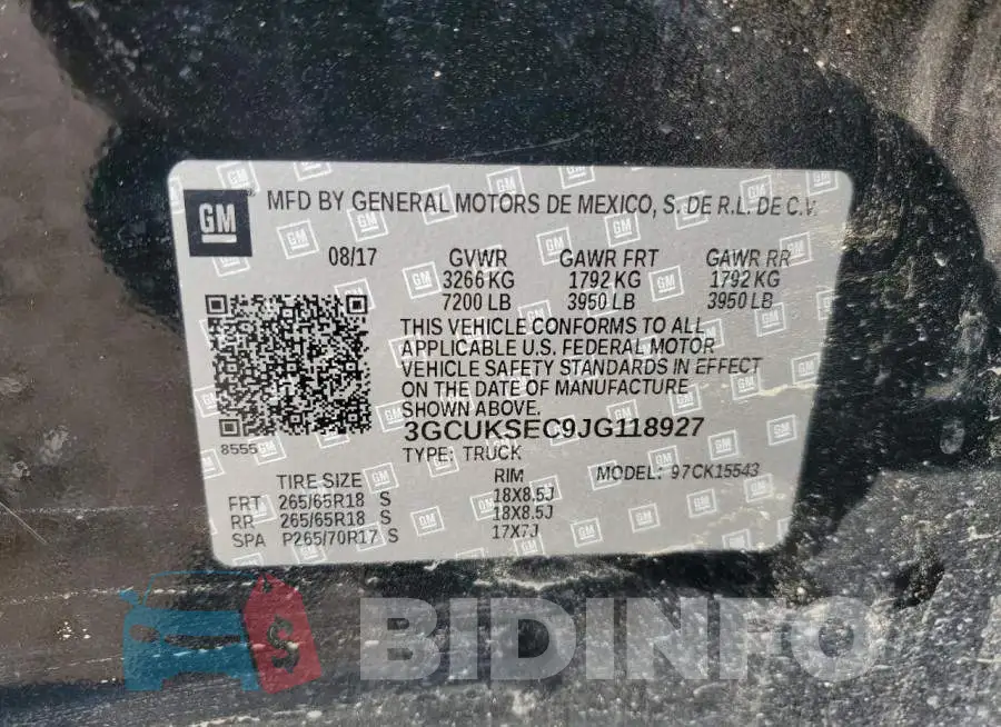 3GCUKSEC9JG118927 Photo# 12