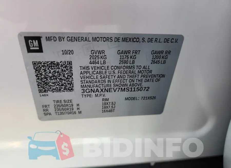 3GNAXNEV7MS115072 Photo# 13