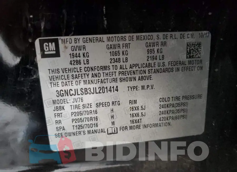 3GNCJLSB3JL201414 Photo# 13