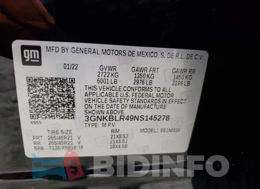 3GNKBLR49NS145278 Photo# 13