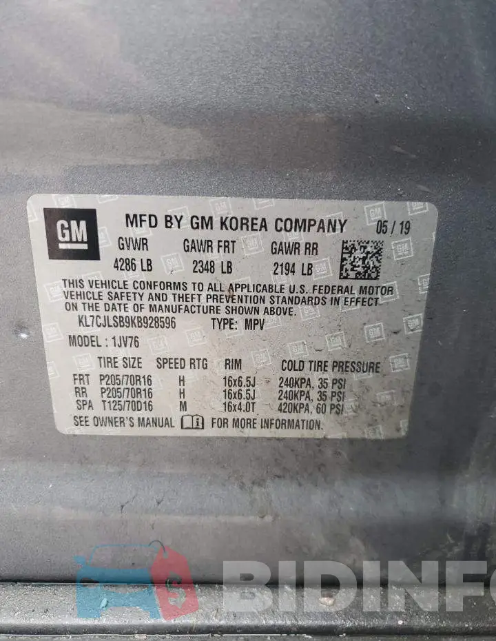 KL7CJLSB9KB928596 Photo# 13