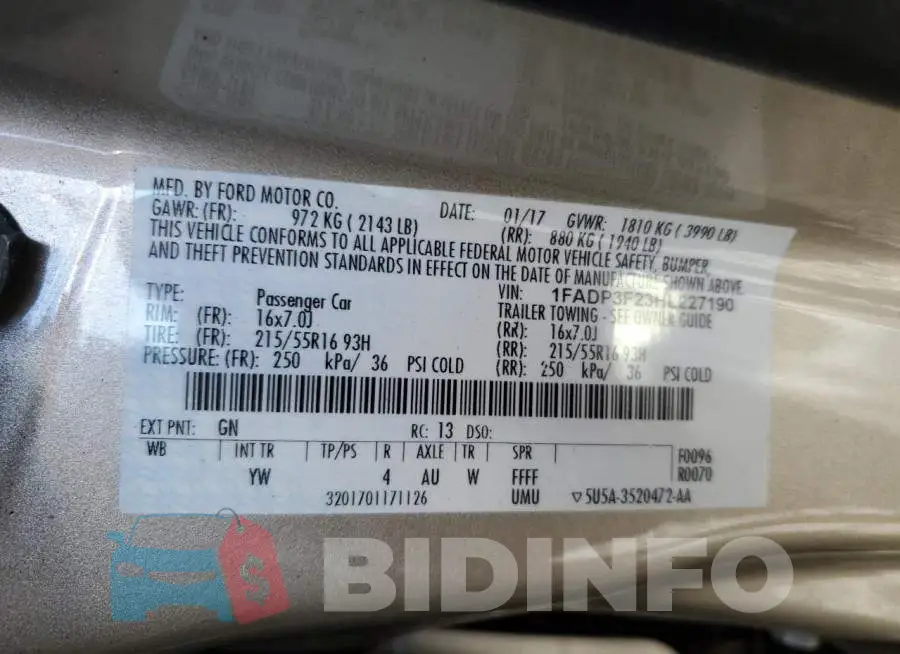 1FADP3F23HL227190 Photo# 13