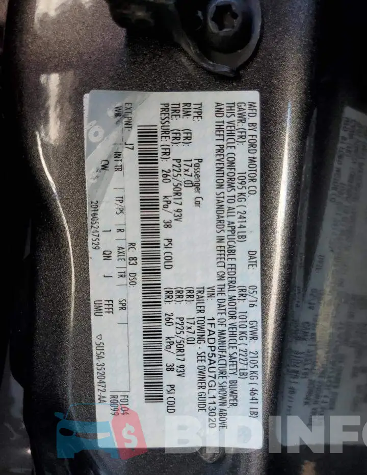 1FADP5AU7GL113020 Photo# 13