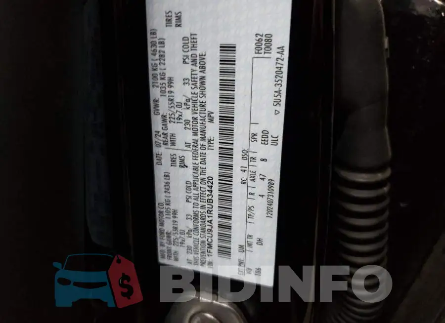 1FMCU9JA1RUB34420 Photo# 13