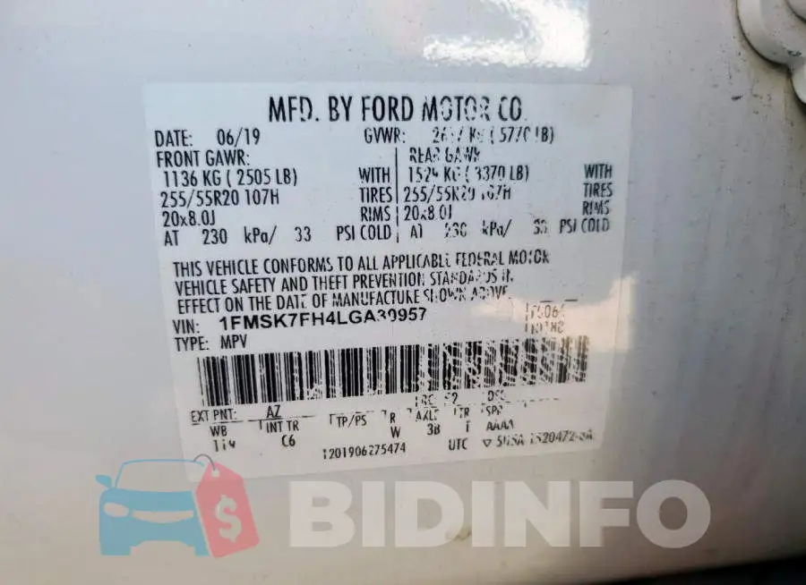 1FMSK7FH4LGA30957 Photo# 14