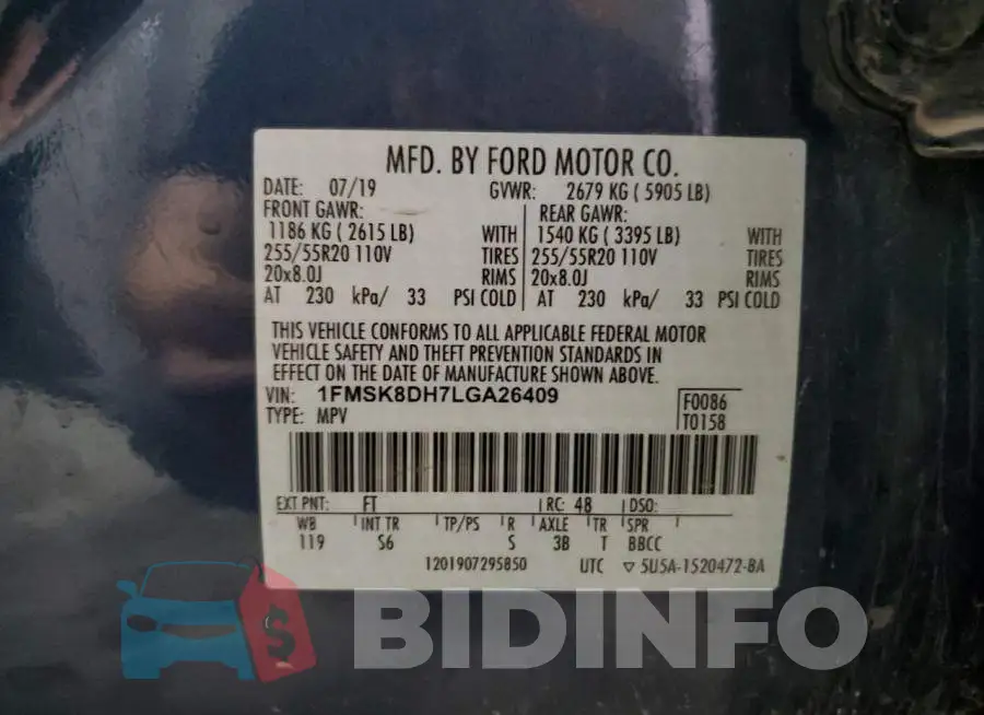 1FMSK8DH7LGA26409 Photo# 13