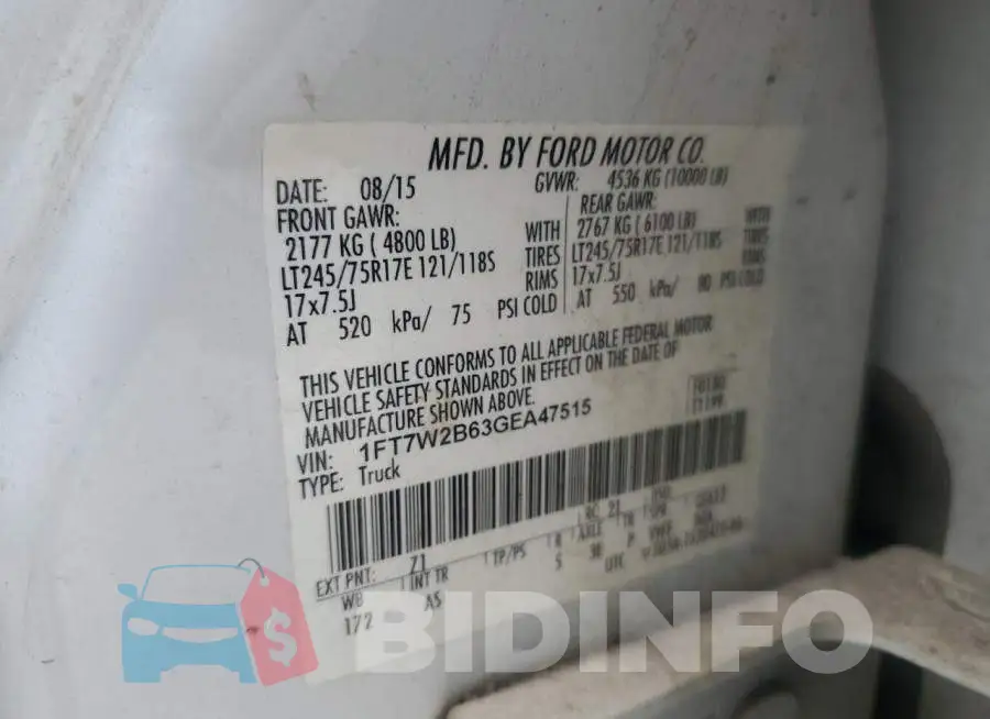 1FT7W2B63GEA47515 Photo# 12
