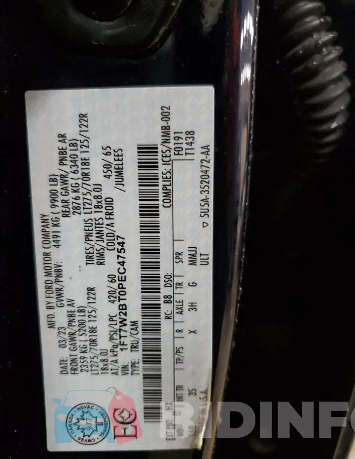 1FT7W2BT0PEC47547 Photo# 12
