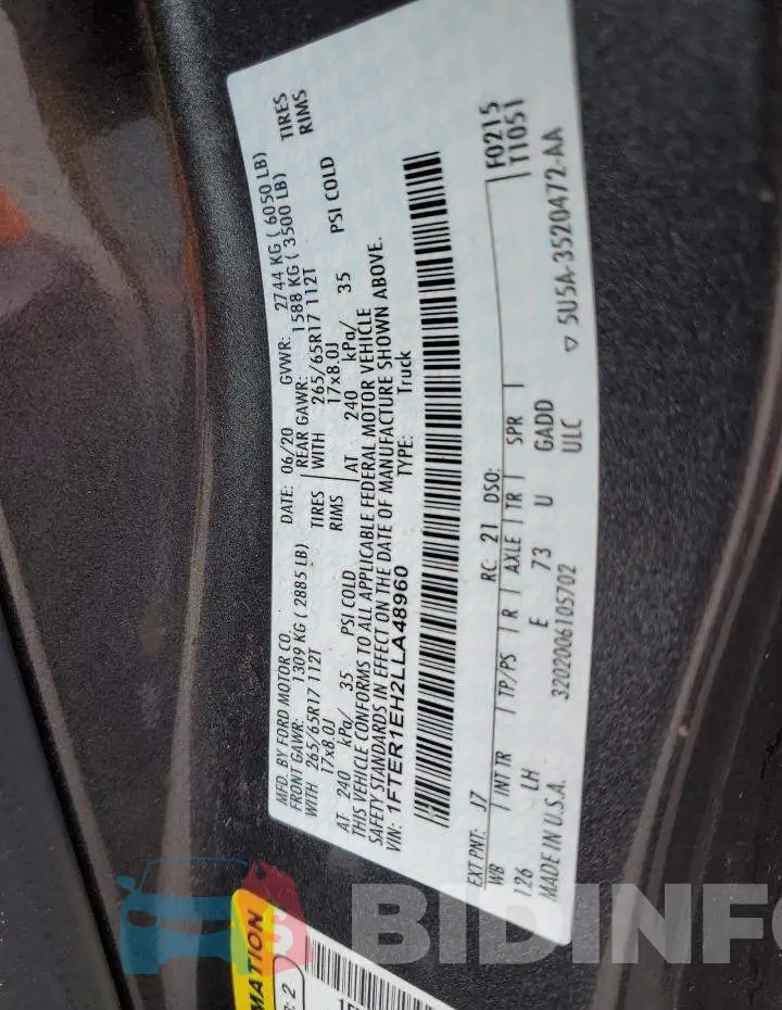 1FTER1EH2LLA48960 Photo# 12
