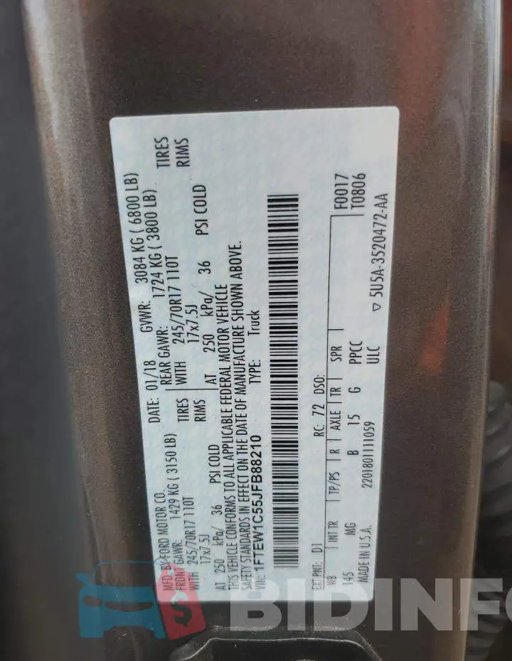 1FTEW1C55JFB88210 Photo# 12