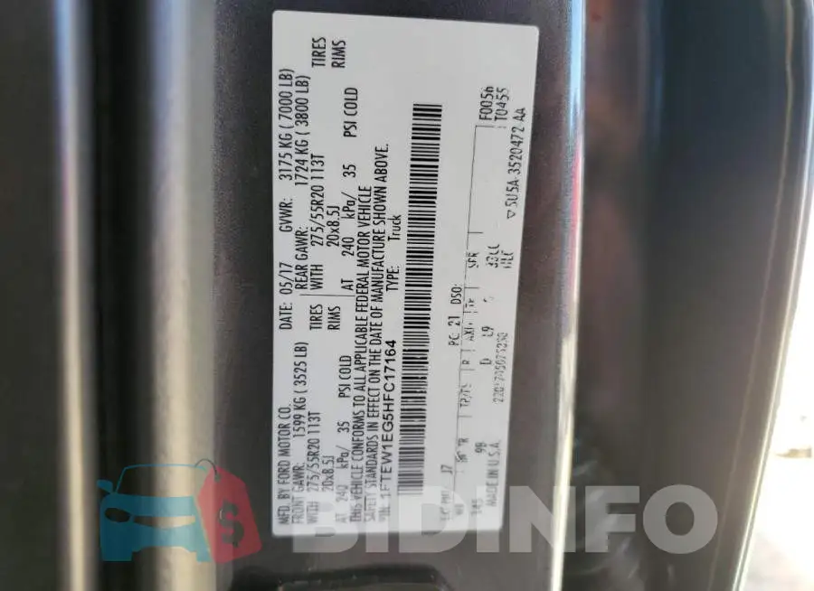 1FTEW1EG5HFC17164 Photo# 13