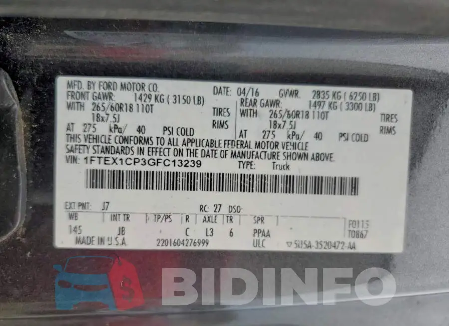 1FTEX1CP3GFC13239 Photo# 13