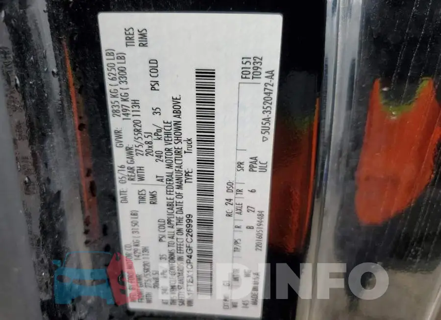 1FTEX1CP4GFC26999 Photo# 12