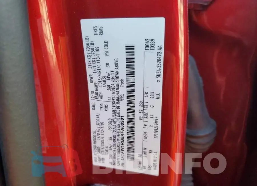 1FTFW1RG8KFA60901 Photo# 12