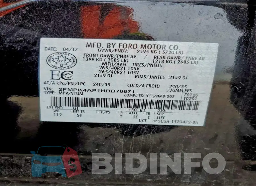 2FMPK4AP1HBB76671 Photo# 13